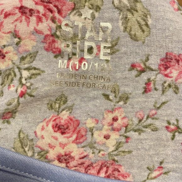 Star Ride Floral Top Girl’s 10 12 Purple Pink Flowers Boho Gypsy Hippie Roses - Picture 7 of 8